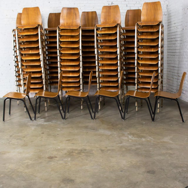 Late 20th to Early 21st Century Modern Walnut Molded Plywood Chairs Stackable Connectable Restored Selling Separately For Sale - Image 13 of 18
