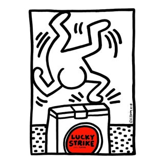1987 Keith Haring, "Lucky Strike" White Poster For Sale