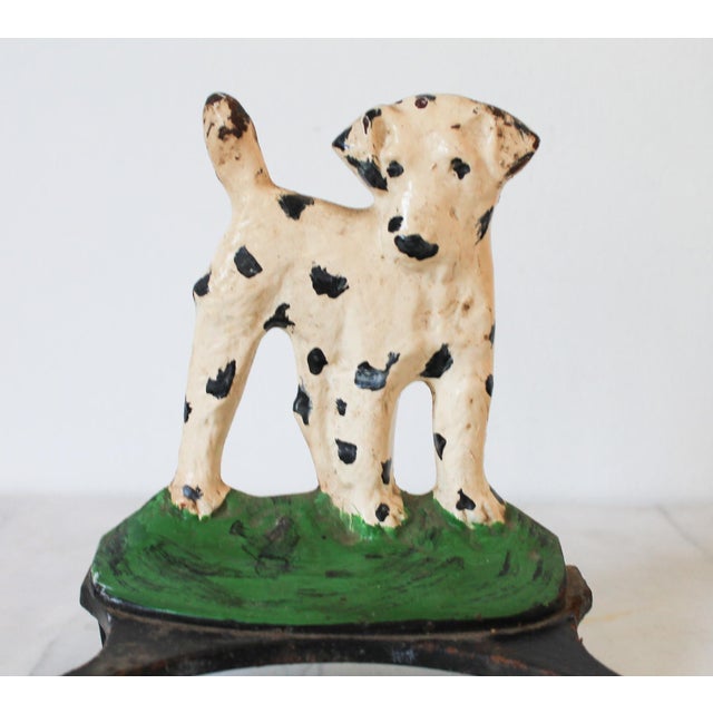 Pair of Vintage Cast Iron Dalmatian Dog Food & Water Bowl Holders For Sale - Image 9 of 13