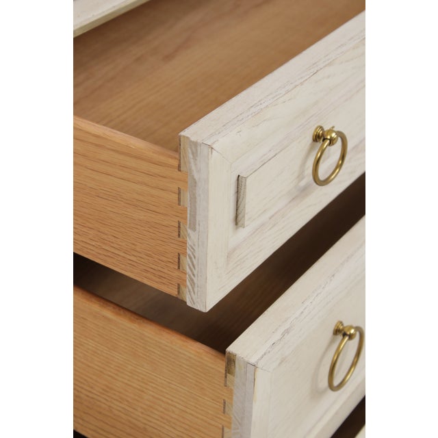 Wood Pair of Century 3 Drawer Whitewashed Dressers Chests For Sale - Image 7 of 15