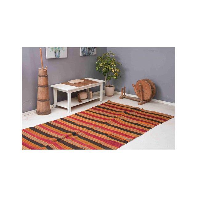Vintage Turkish Striped Kilim Rug - 5`1" X 10`2" For Sale - Image 4 of 6