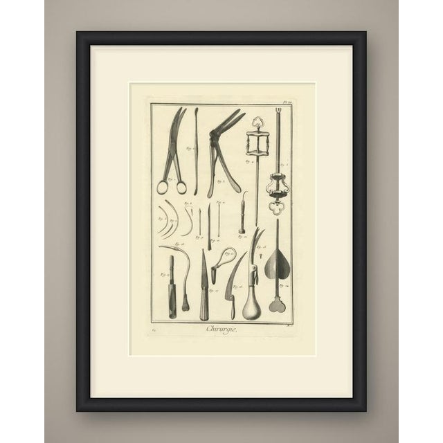 An original antique copper engraving, uncolored, with nineteen numbered instruments. At the top are curved scissors (fig....
