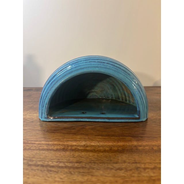 1950s Vintage Bitossi for Rosenthal Netter Wall Planter Blue Ceramic, Italy For Sale - Image 5 of 8