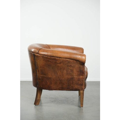 Vintage Club Chair in Sheepskin Leather For Sale - Image 3 of 13