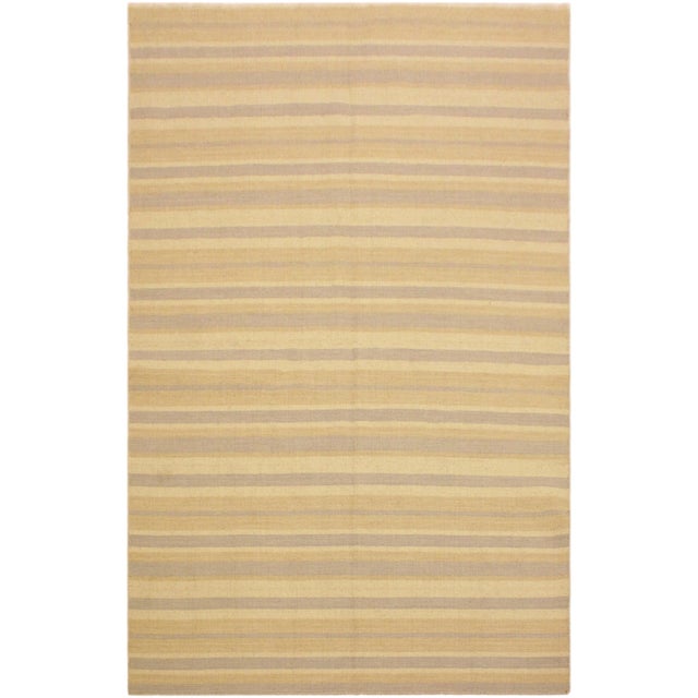 Gray Early 21st Century Bohemian Kilim Bluish Gray Tan Wool Rug For Sale - Image 8 of 8