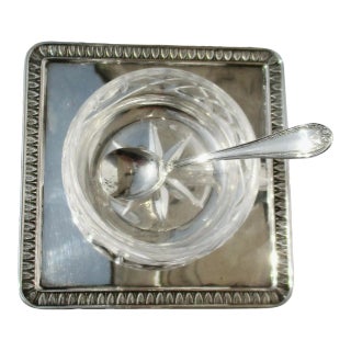 Italian 800 Silver Salt Cellar With Spoon -Set of 3 Pcs. For Sale