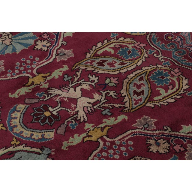 Rug & Kilim Antique Indian Rug in Burgundy and Gold With Floral Patterns by Rug & Kilim For Sale - Image 4 of 9