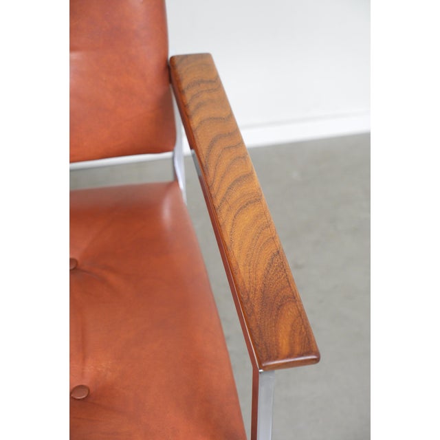Leather Chair with Wooden Armrests, Germany, 1970s For Sale - Image 16 of 17