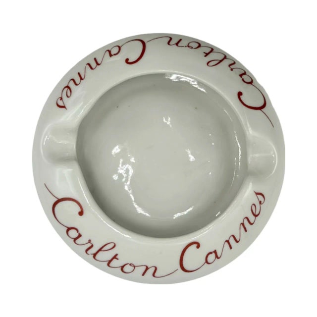 Vintage 5-Star Carlton Cannes Hotel Ashtray White France For Sale - Image 10 of 12