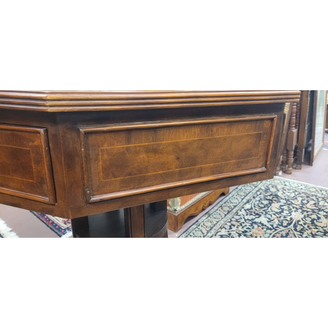 Brown 1950s Hexagonal Leather Top Center Table For Sale - Image 8 of 13