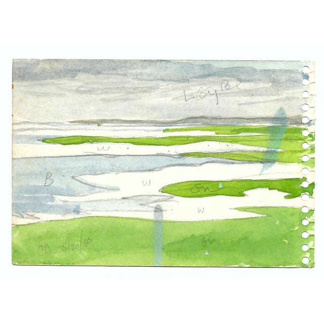 Landscape diptych from a sketchbook by Robert Henry Angeloch (1922-2011). Watercolor on paper, one sheet has a sketch on...