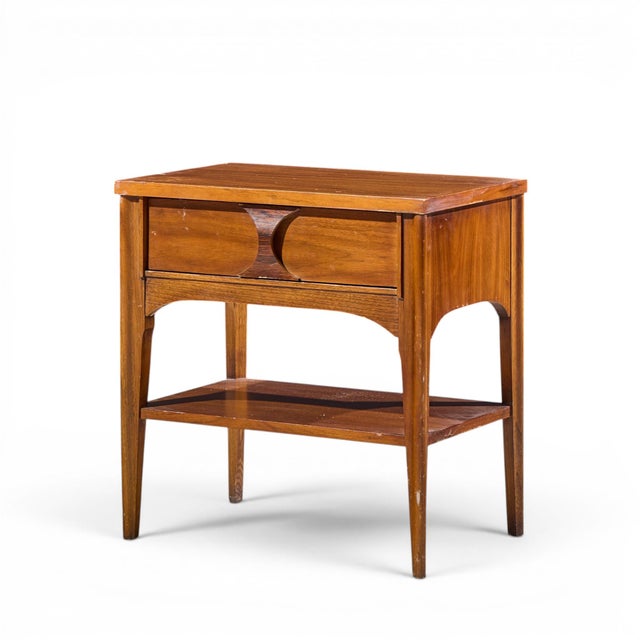Mid-Century Modern Kent Coffey Perspecta Mid Century Walnut and Rosewood Nightstand For Sale - Image 3 of 7