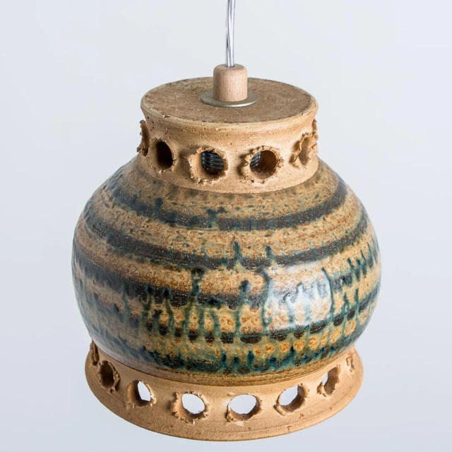 Green Ceramic Pendant Light, Denmark, 1970s For Sale - Image 6 of 12