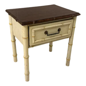 American Thomasville Ivory Faux Bamboo Nightstand