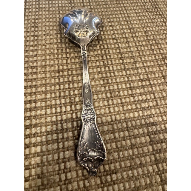 Antique Baker Manchester “Poppy” Sterling Silver Berry Spoon For Sale - Image 4 of 5