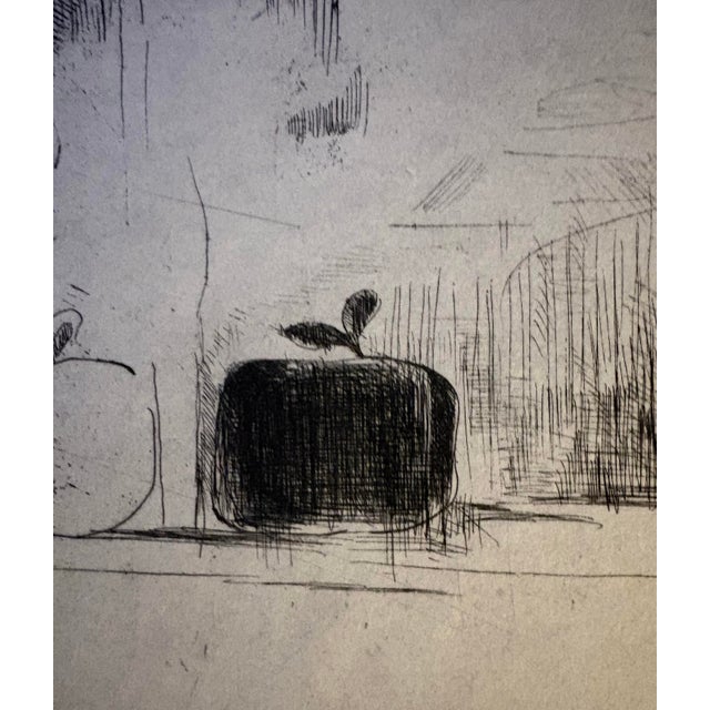 Boho Chic Black and White Mid-Century Still Life Lithograph by Artist Fima, Signed (14.5” X 17.25”) For Sale - Image 3 of 8