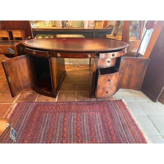 Traditional 1970s Large Carved Mahogany Antique Style Leather Top Partners Desk For Sale - Image 3 of 15