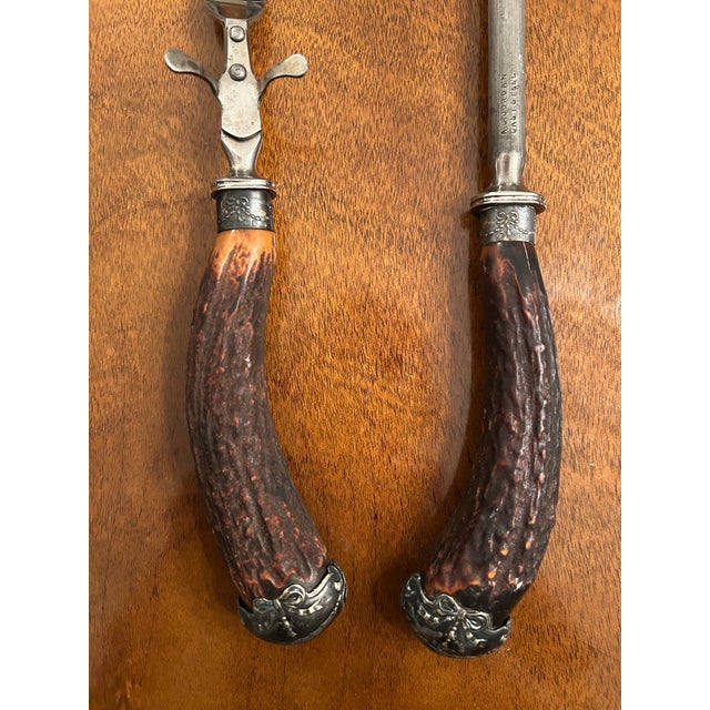 Late 19th Century Vintage Stag Sheffield Carving Fork and Knife Sharpener For Sale - Image 5 of 5