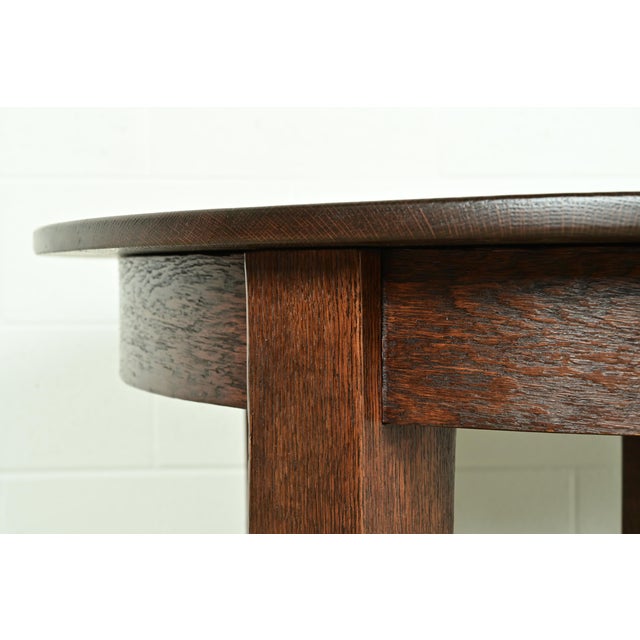 Early Gustav Stickley Antique Mission Oak Arts & Crafts Extension Dining Table, Newly Refinished For Sale - Image 10 of 13