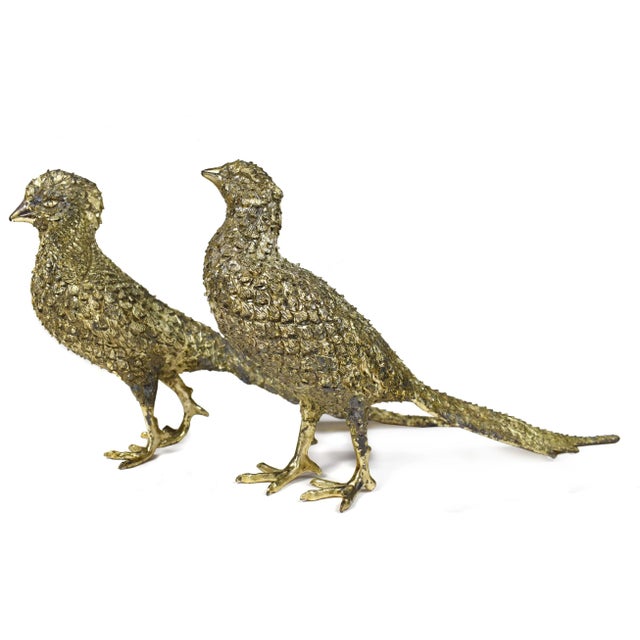 Mid-Century Modern Vintage Silver Plated Male and Female Pheasant Long Tail Hunting Birds - a Pair For Sale - Image 3 of 13