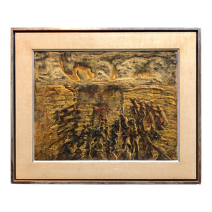 Signed Castro Abstract Expressionist 1960s Latin American Oil Painting Collage, 1964