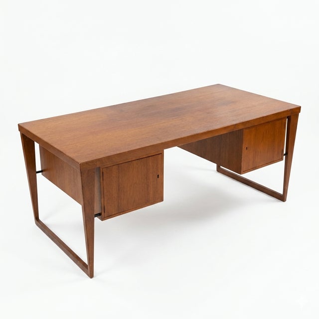 Wood Attributed to Kai Kristiansen Teak Desk Mid Century Modern Danish C. 1960s For Sale - Image 7 of 16