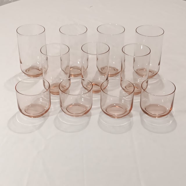 Pink Vintage Libbey Light Pink Barware Drinking Glasses- Set of 11 For Sale - Image 8 of 8