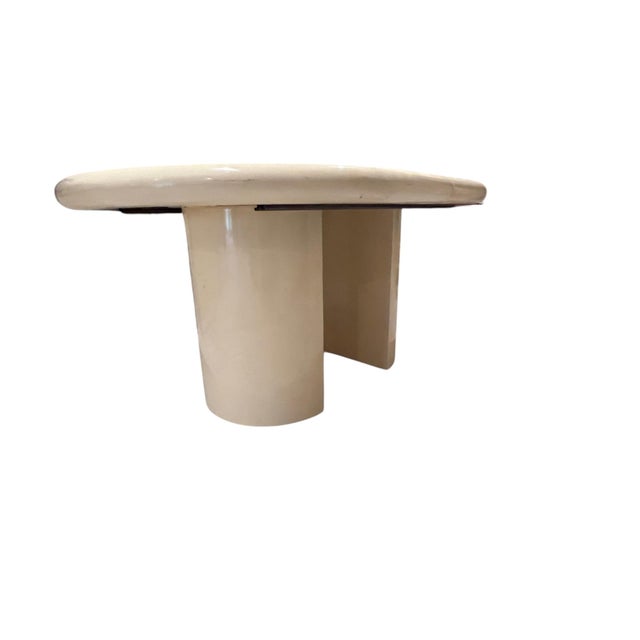 Postmodern Vintage Springer Style Postmodern Cream Lacquer Dining Table With Two 18" Leaves For Sale - Image 3 of 13