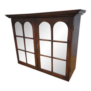 Antique Thai British Colonial Teak and Glass Display Cabinet For Sale
