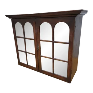 Antique Thai British Colonial Teak and Glass Display Cabinet