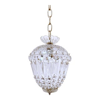 Vintage Mid 20th Century Glass Dish Basket Chandelier For Sale
