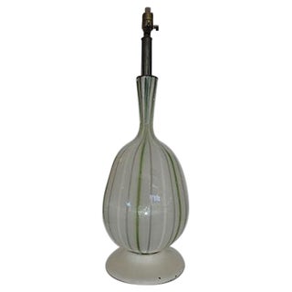Large Glass Lamp with Green Stripes For Sale
