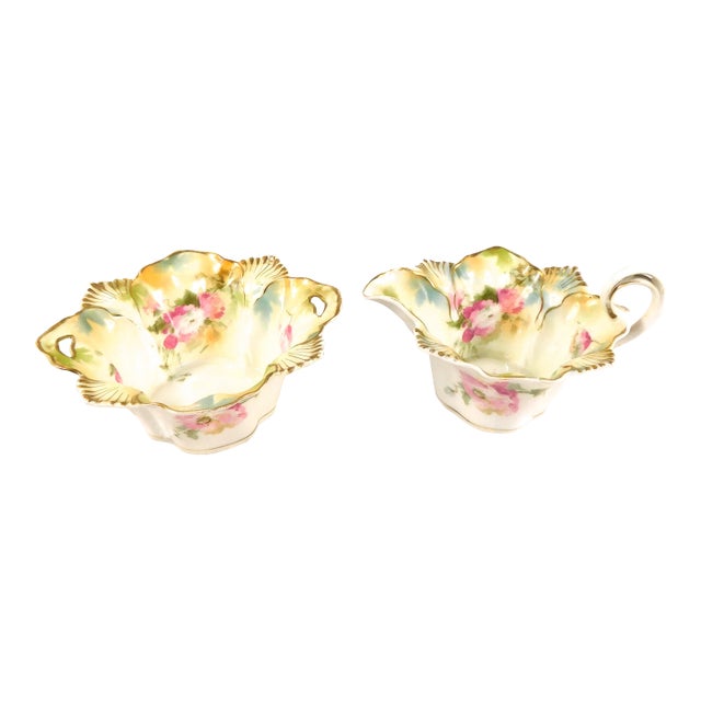 Late 18th Century Reinhold Schlegelmilch Rs Prussia Sugar and Creamer Set For Sale