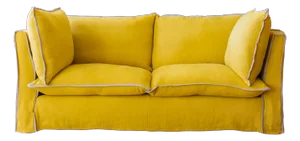 Sophie Conran Coco 2.5 Seater Sofa with Contrast Welt Knife Edge Cushion in Designers Guild Brera Lino Ochre