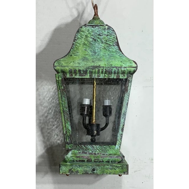 American 1990s Four Sides Brass Hanging Lantern For Sale - Image 3 of 13
