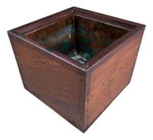 Taishō Period Wooden Square Hibachi Japan, 1890s