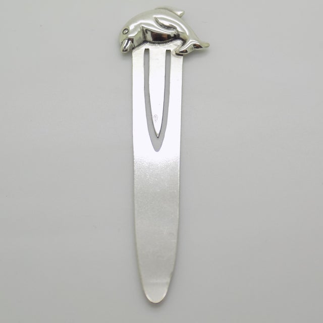 Italian Vintage Italian Handmade Genuine Sterling Silver 925 Dolphin Bookmark For Sale - Image 3 of 11