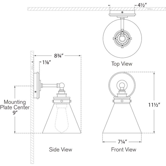 Modern Chapman & Myers for Visual Comfort Signature Parkington Small Single Wall Light in Bronze with Clear Glass For Sale - Image 3 of 5