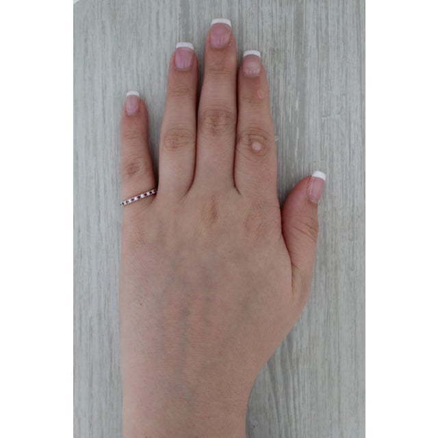 0.30ctw Ruby Diamond Wedding Band 14k White Gold Stackable Ring Size 5 For Sale - Image 4 of 8