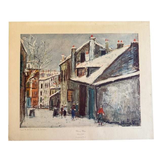 Vintage 1960 Maurice Utrillo Reproduction Print of Maison Mimi For Sale