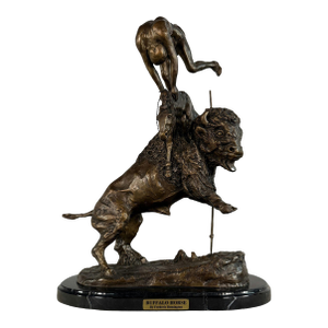 "Buffalo Horse" Signed Bronze Sculpture After Frederic Remington - 22" H