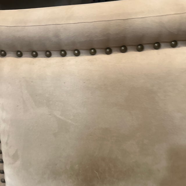 1990s Gray Covered Cushioned Modern Queen Size Headboard For Sale - Image 5 of 9