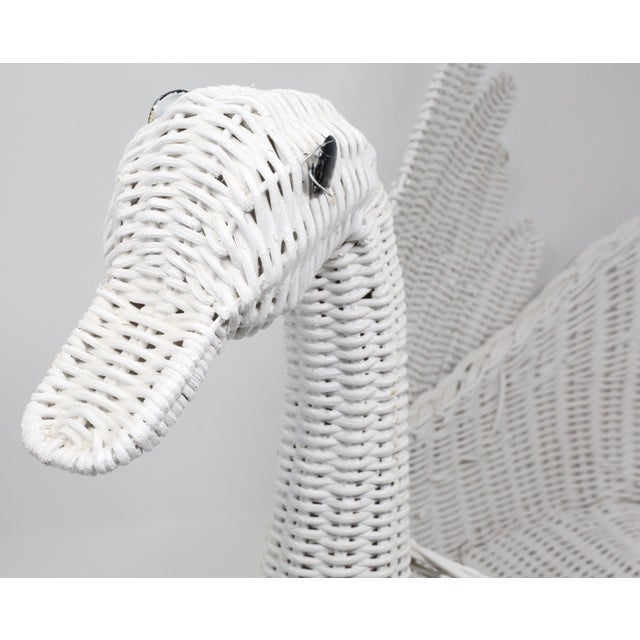 Vintage Large White Wicker Swan Basket | Chairish