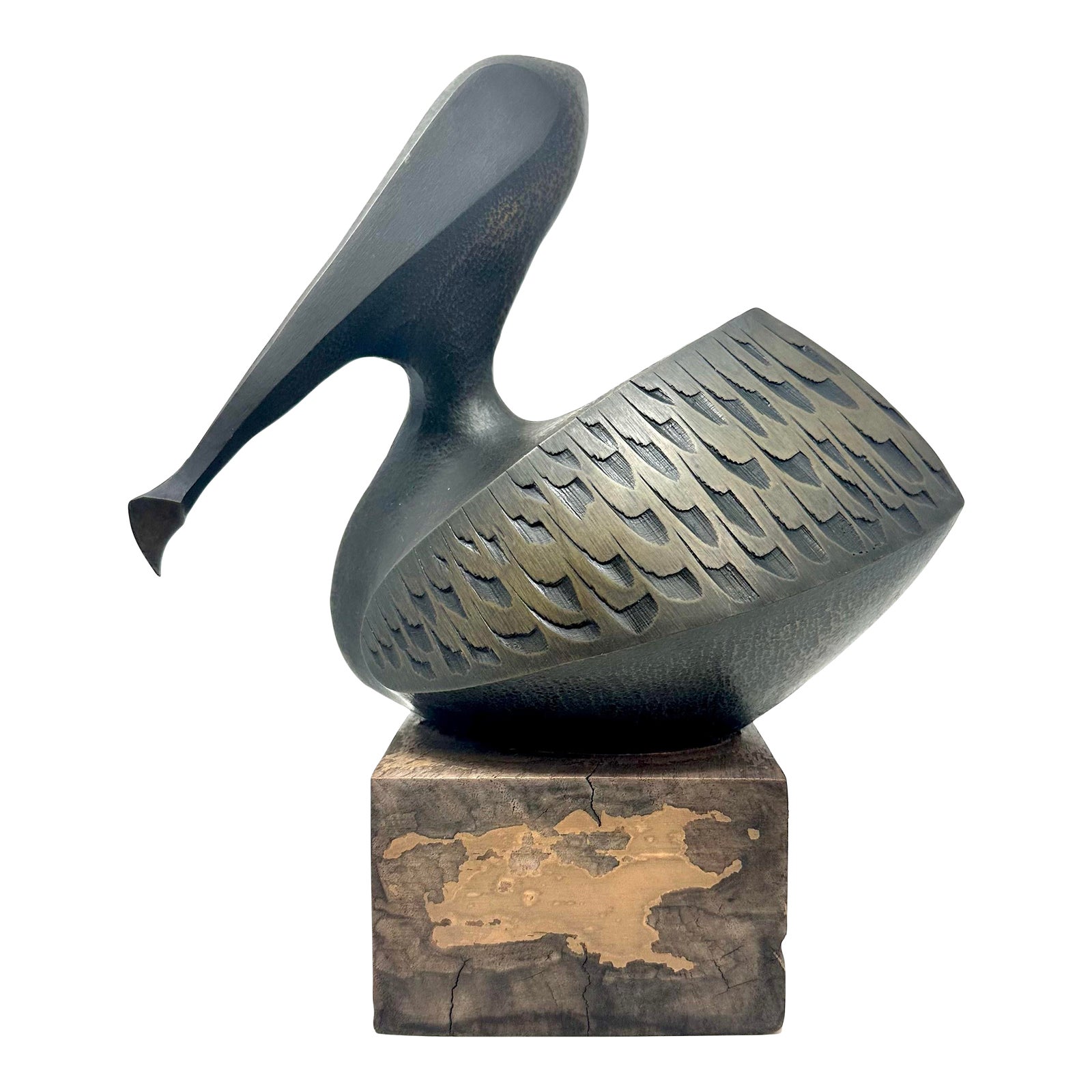 Late 20th Century Cast Bronze Pelican Sculpture by Douglas Purdy Chairish