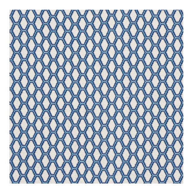 Sample - Schumacher Beehive Fabric in Blue For Sale