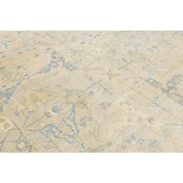 Modern Oushak Style Hand-Knotted Wool Rug in Slate Blue & Ivory Accent Tones For Sale - Image 12 of 12