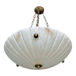 1970s Directoire Style French Alabaster Pendant Chandelier For Sale