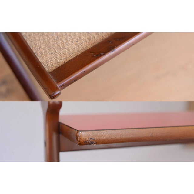 Mid Century 3-Tier Magazine Table With Wicker and Laminate Shelves For Sale - Image 10 of 12