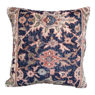 Handmade Vintage Navy-Blue Rug Pillow Cover -20'' X 20'' For Sale