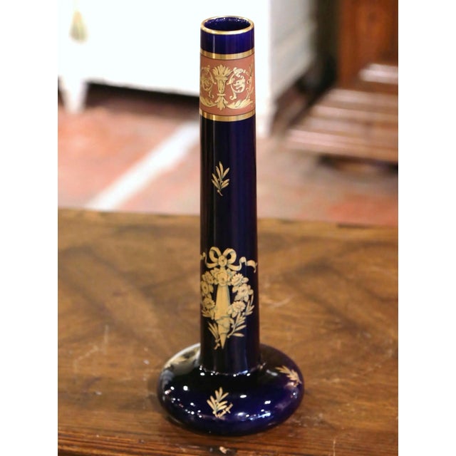 Decorate a console, mantel, or buffet with this elegant antique porcelain vase crafted in France circa 1890. Executed in a...